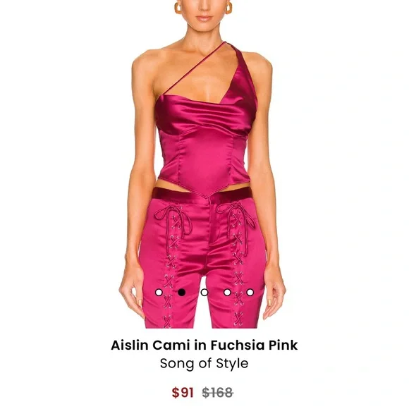 Song Of Style M Coral Stretch Satin AISLIN CAMI Crop Top - Picture 2 of 2